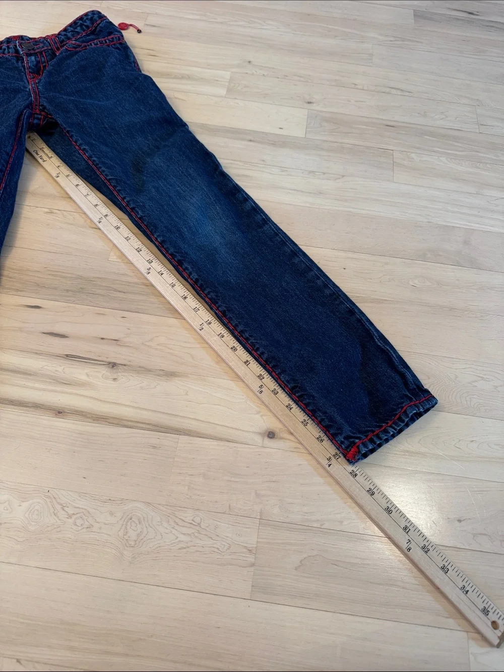 True Religion-Super T Contrast Stitching Skinny Jeans-Size 14-Unisex-Y2K